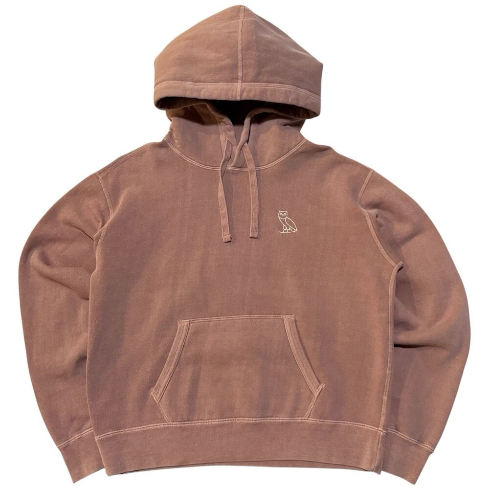 October’s Very Own OVO OG Owl Hoodie Mens Sz M Garment Dye Mauve Pink Gold Drake